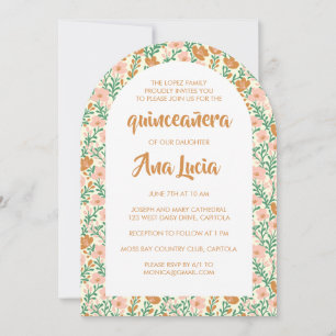 Blommigt Arch Flower Mönster CUSTOMPhoto Quinceañe Inbjudningar