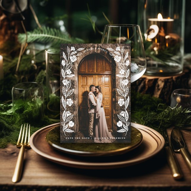 Blommigt Arch-foto Spara Datumet (Skapare uppladdad)