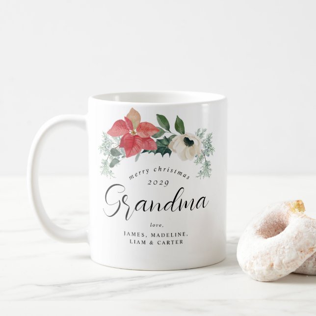 Blommigt Arch God jul Grandma Kaffemugg (Med munk)