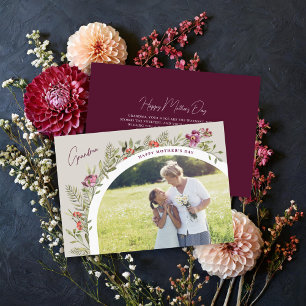 Blommigt Arch Photo Lycklig Mors dag Grandma Kort