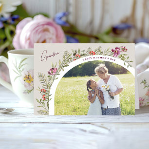 Blommigt Arch Photo Lycklig Mors dag Grandma Kort