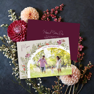 Blommigt Arch Photo Lycklig Mors dag Mamma Kort