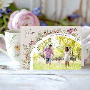 Blommigt Arch Photo Lycklig Mors dag Mamma Kort