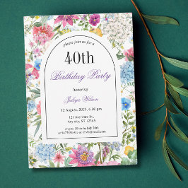 Blommigt Arch Ram 40:e födelsedagen Inbjudningar
