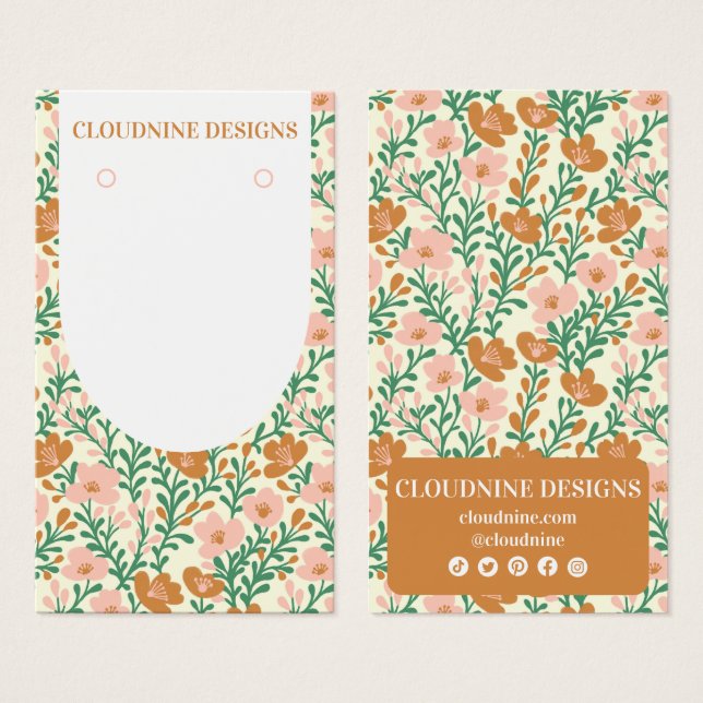 Blommigt Arch Rosa GreenEarring Jewelry Visning Ca Visitkort (Framsida & baksida)