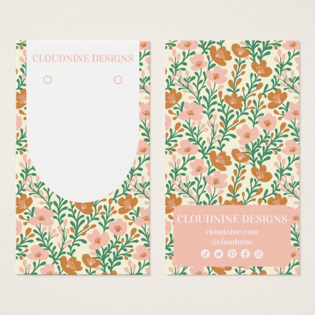 Blommigt Arch Rosa GreenEarring Jewelry Visning Ca Visitkort (Framsida & baksida)
