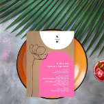 Blommigt Arches Rosa Monogram Bröllop Meny<br><div class="desc">Rosa och benvita bågar över kardstamsinspirerad bakgrund. Monogram överst över benvit båge. Vit text över rosa båge med svart konsblomma till lämnat.</div>