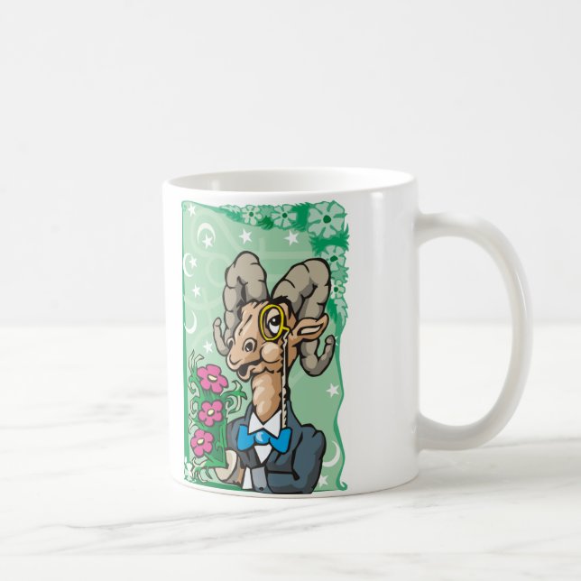 Blommigt Aries med Monocle- och Bow-slips Kaffemugg (Höger)
