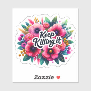 Blommigt Arrangemang med motivation Klistermärken
