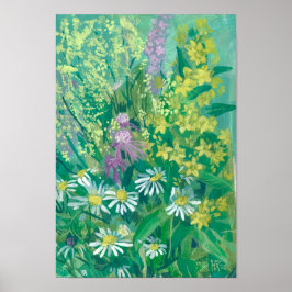 Blommigt Art av Summer Bloom Wildblommor Meadow Fl Poster