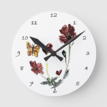 Blommigt Art Butterfly Poppy Flowers