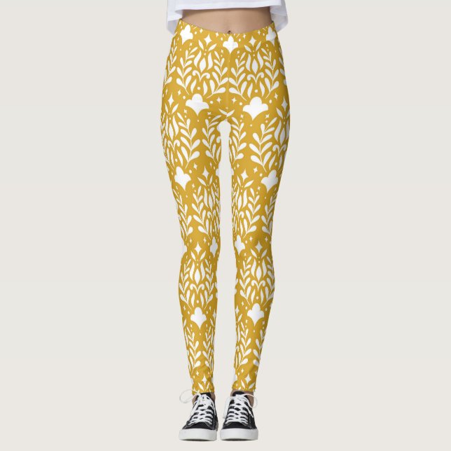 Blommigt Art Deco: Modern skada Leggings (Framsida)