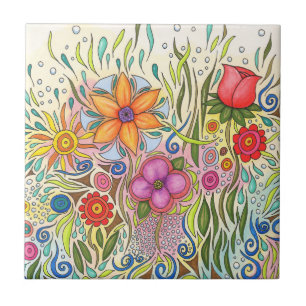 Blommigt Art Design Flower 12 Kakelplatta