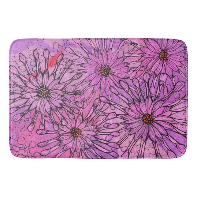 Blommigt Art i African Daisy Cape Daisy Rosa Flowe Badrumsmatta (Framsidan)