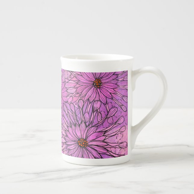 Blommigt Art i African Daisy Cape Daisy Rosa Flowe Benporslin Mugg (Höger)
