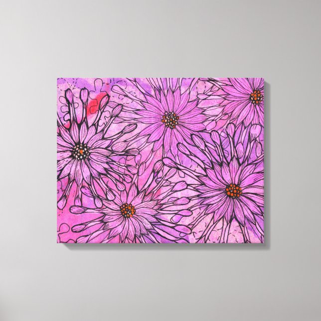 Blommigt Art i African Daisy Cape Daisy Rosa Flowe Canvastryck (Framsida)
