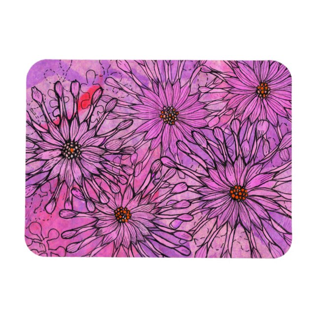 Blommigt Art i African Daisy Cape Daisy Rosa Flowe Magnet (Horisontell)