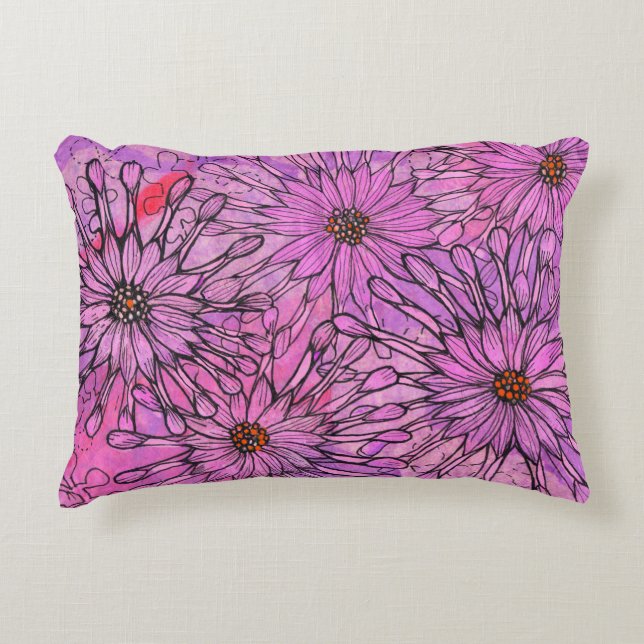 Blommigt Art i African Daisy Cape Daisy Rosa Flowe Prydnadskudde (Framsidan)