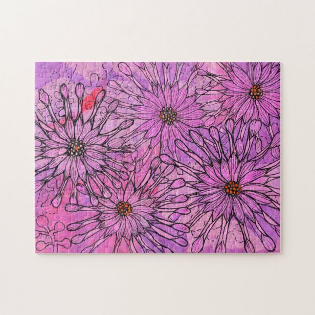 Blommigt Art i African Daisy Cape Daisy Rosa Flowe Pussel (Horisontell)