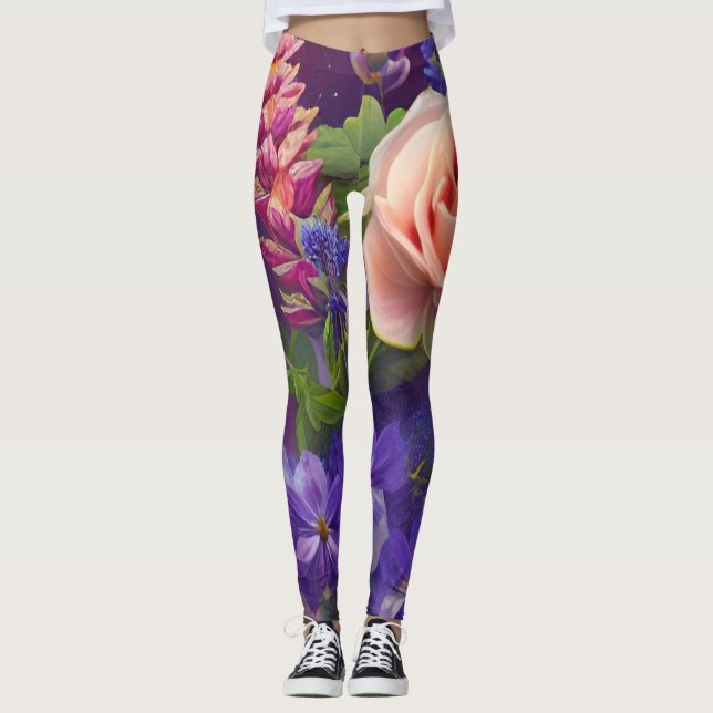 Blommigt Art Leggings (Framsida)
