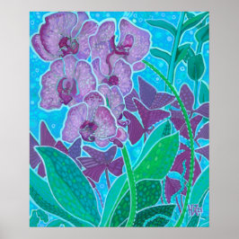 Blommigt Art-målning för Window Garden Orchid Flow Poster