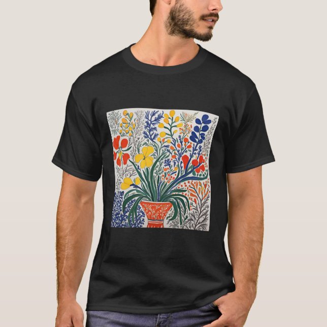 Blommigt Art Matisse Inspired T Shirt (Framsida)