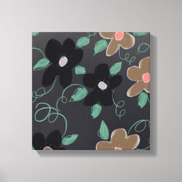 Blommigt Art med svart Canvastryck