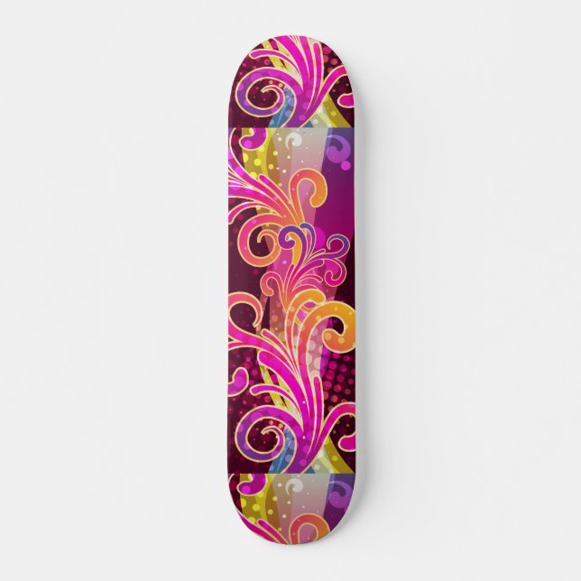 Blommigt Art Mini Skateboard Bräda 18,5 Cm (Framsida)