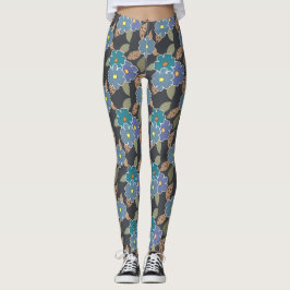 Blommigt Art Mönster med Periwinkle Flowers Leggings