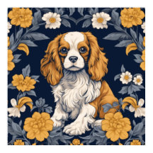 Blommigt Art nouveau Kung Charles Cavalier Spain