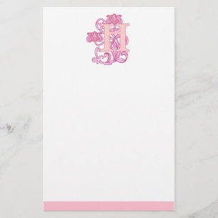 Blommigt Art nouveau Monogram Brevpapper