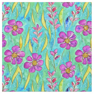 Blommigt Art nouveau Watercolor Mönster Tyg