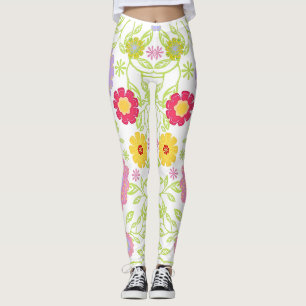 Blommigt Art Painting Mönster Leggings
