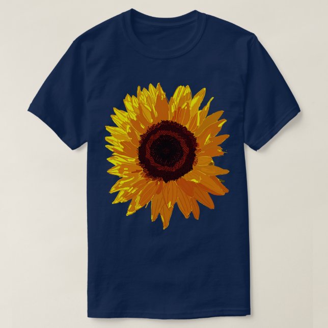 Blommigt Art Solros T Shirt (Design framsida)