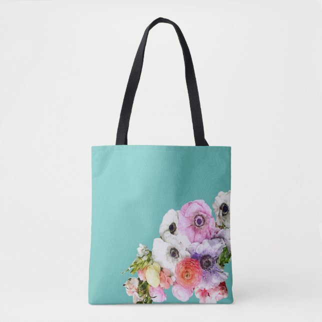 Blommigt Art Tote Bag Tygkasse (Framsida)