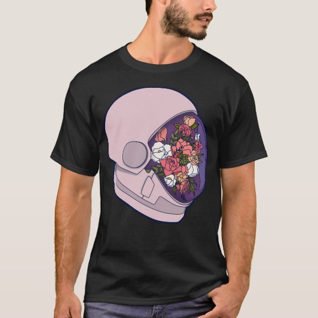 Blommigt Astronaut T Shirt (Framsida)