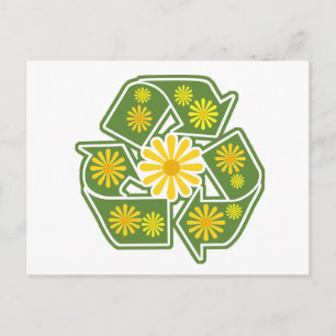 Blommigt Återvinna - tecken Vykort