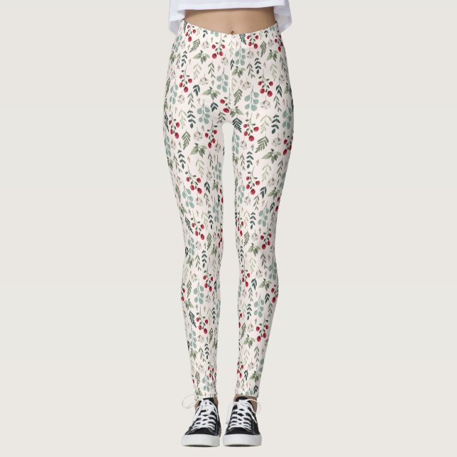Blommigt Athletic Workout Leggings (Framsida)