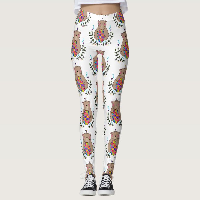 blommigt autistisk mamma leggings (Framsida)