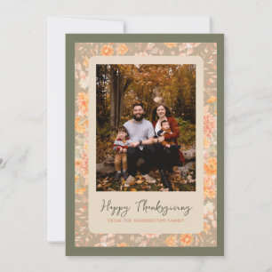 Blommigt Autmn Fall Happy thanksgiving Photo Julkort