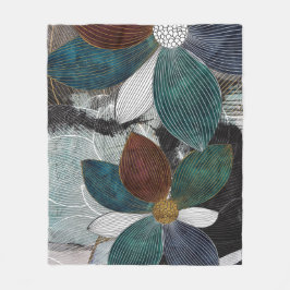 Blommigt av abstrakt Linworking med fetstil Fleecefilt