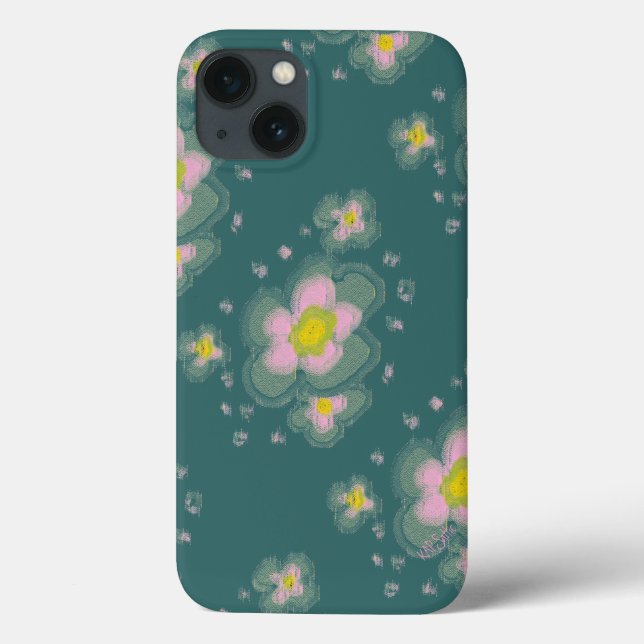 Blommigt av abstrakt (rosa/teal) (Baksida)