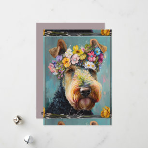 Blommigt av Airedale Terrier-Abstrakt Julkort