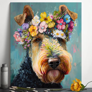 Blommigt av Airedale Terrier-Abstrakt Poster