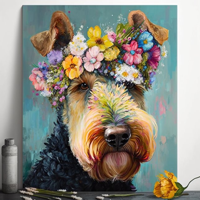 Blommigt av Airedale Terrier-Abstrakt Poster (Skapare uppladdad)
