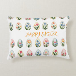 Blommigt av av glad påsk-vattenfärg prydnadskudde