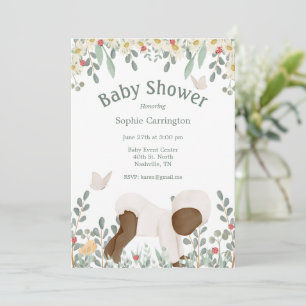 Blommigt av baby-vattenfärg, typdiagram, babykläde inbjudningar