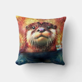 Blommigt av bättre Abstrakt Teal Orange Red Brown  Kudde