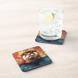 Blommigt av bättre Abstrakt Teal Orange Red Brown  Underlägg