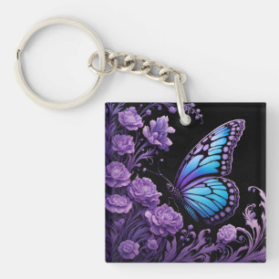 Blommigt av blå och Lila Butterfly